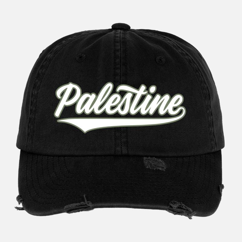 Palestine style baseball vert olive-blanc Casquette vintage effet usé Flexfit