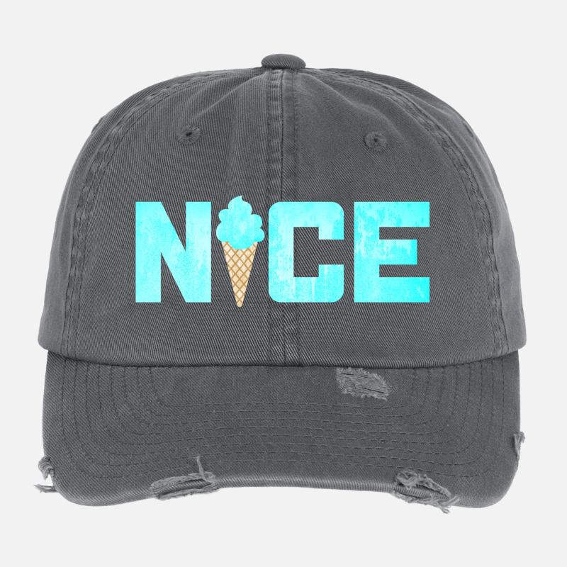 Nice Eis Icecream Eiscreme Sommer Urlaub Fun Fan Flexfit Vintage Destroyed Cap