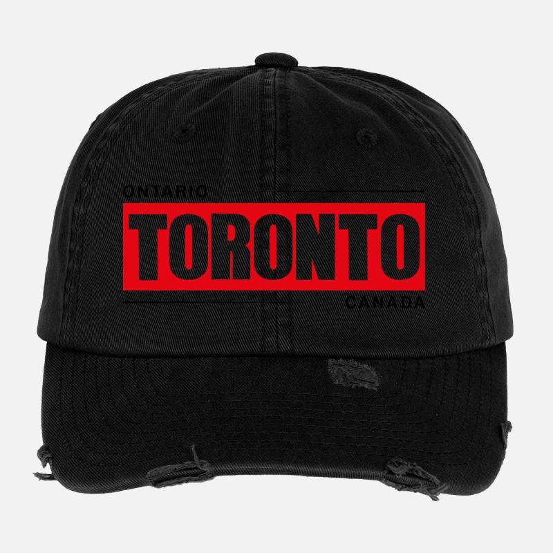 Toronto Bold Red Black Logo Flexfit Vintage Destroyed Cap