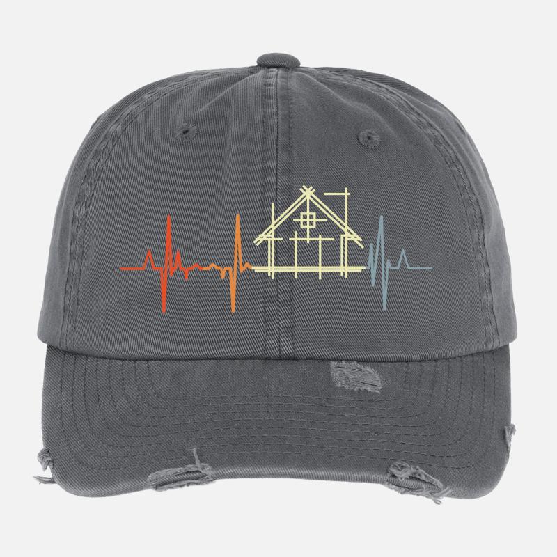 Architect Cardiogram Retro Look Flexfit Vintage Destroyed Cap