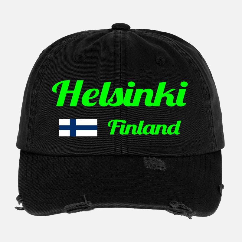 Helsinki, Finlande - Imprimés élégants Casquette vintage effet usé Flexfit