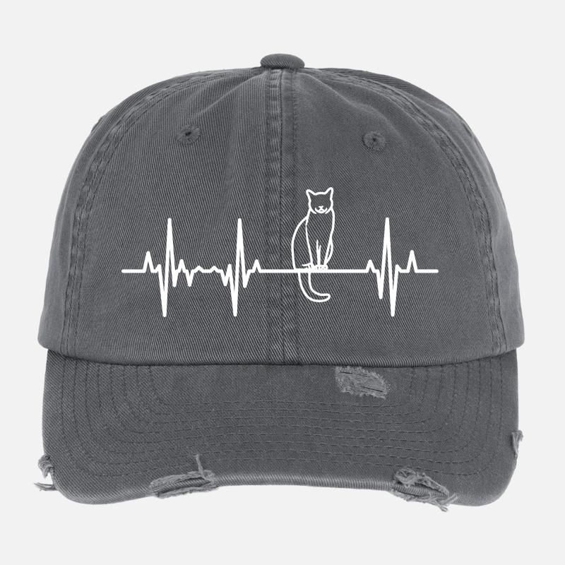 Palpitations cardiaques de chat Casquette vintage effet usé Flexfit