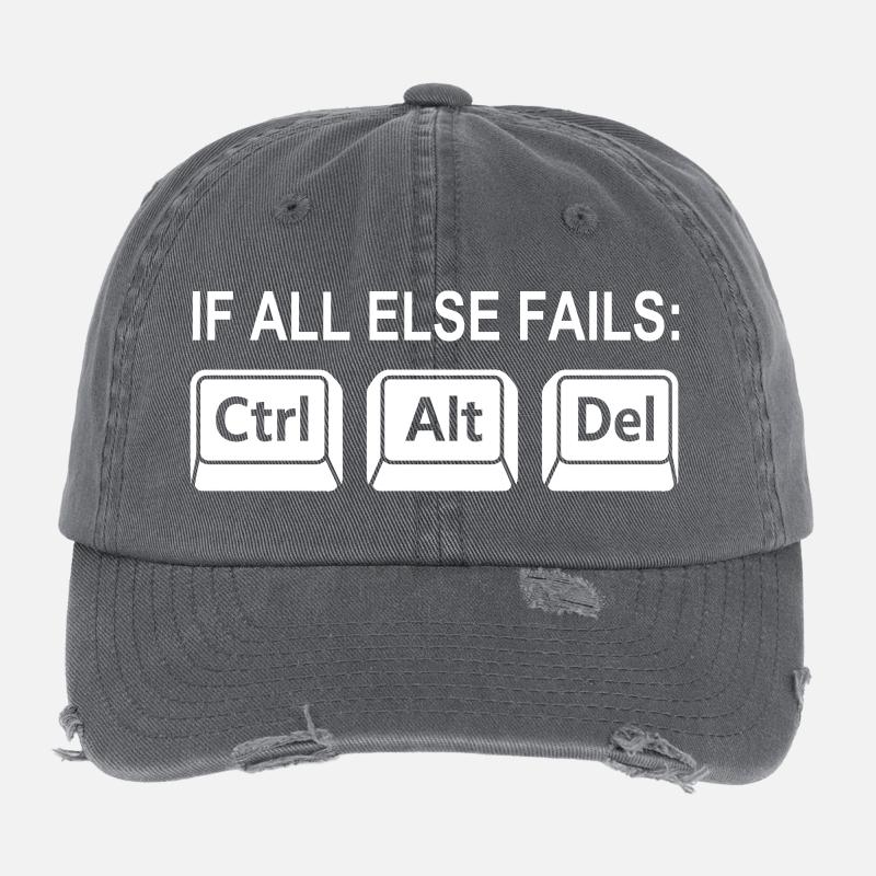 Programmierer Shortcut Geek IT Support Computer  Flexfit Vintage Destroyed Cap