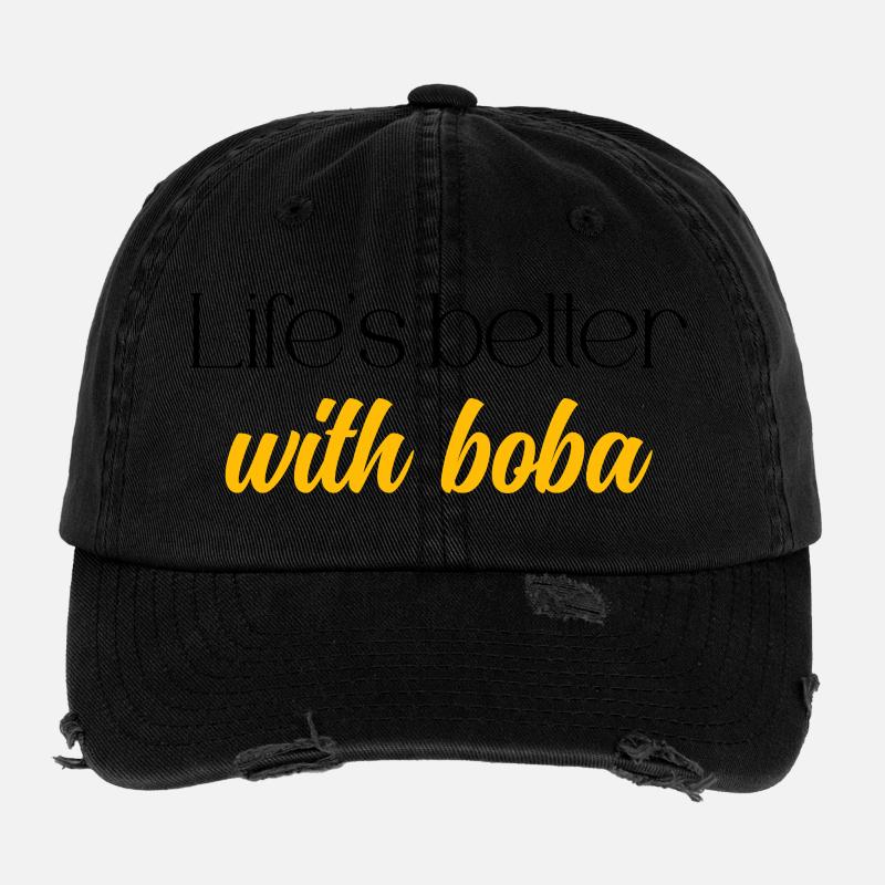 Das Leben ist besser mit Boba Tea Happy Bubble Drink Flexfit Vintage Destroyed Cap