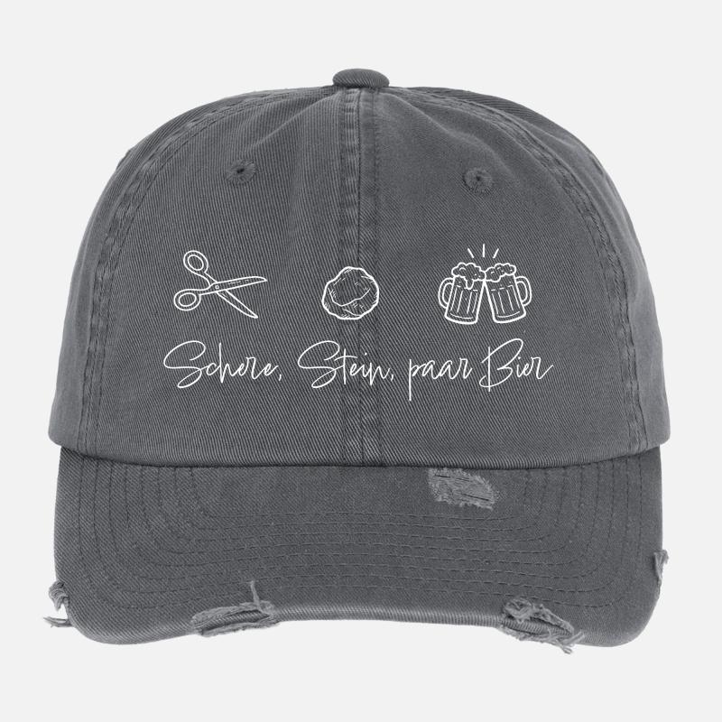 Schere Stein paar Bier – Lustiger Party Spruch Flexfit Vintage Destroyed Cap