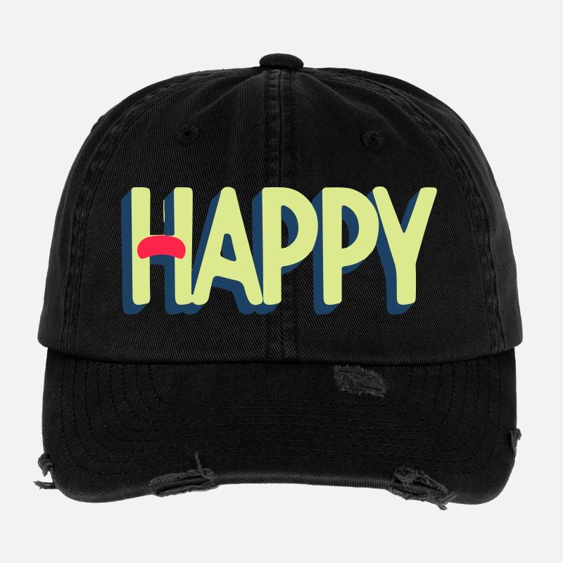 Happy Text Design Flexfit Vintage Destroyed Cap