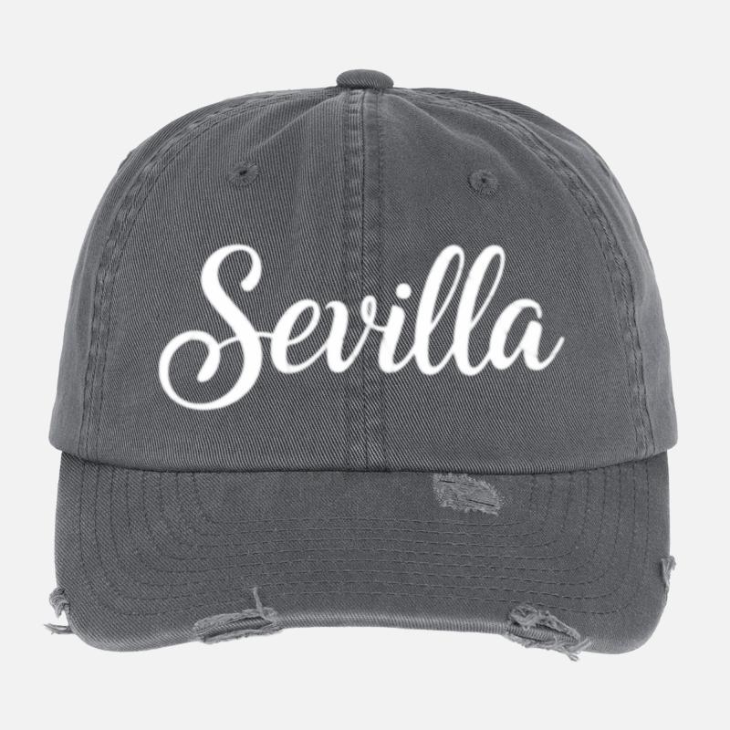 Sevilla Handwritten Script Logo Flexfit Vintage Destroyed Cap