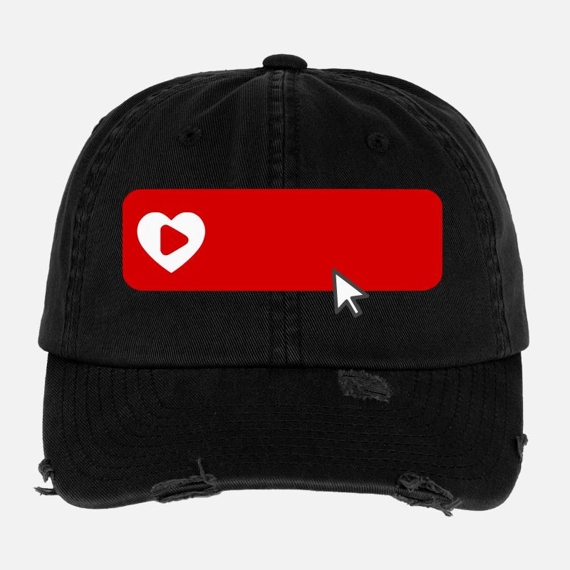 Cool YouTube Inspired Subscribe Flat Icon Flexfit Vintage Destroyed Cap
