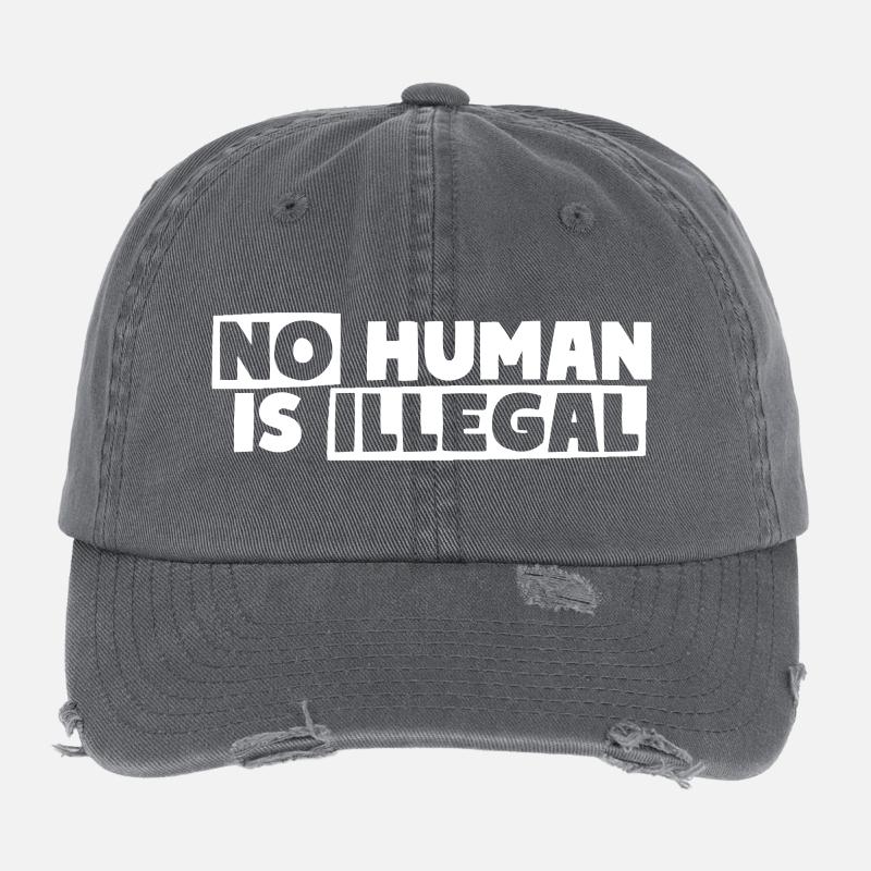 No Human Is Illegal Flexfit Vintage Destroyed Cap