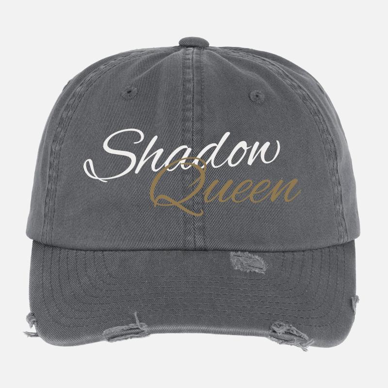 Shadow Queen Golden Cursive Script Flexfit Vintage Destroyed Cap