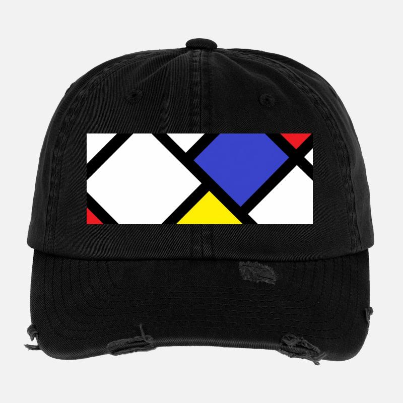 Gegenkomposition nach "De Stijl" - Flexfit Vintage Destroyed Cap - Schwarz