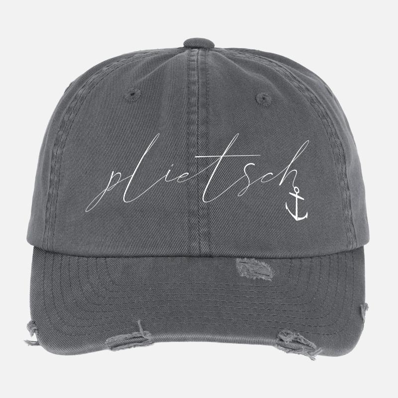 plietsch - intelligent clever smart - platt eben Flexfit Vintage Destroyed Cap