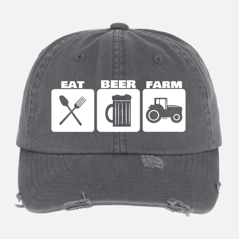 EAT, DRINK, FARM ... farmer basic needs Flexfit Vintage Destroyed Cap