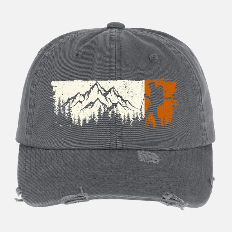 Mountain Explorer Silhouette T-Shirt Flexfit Vintage Destroyed Cap