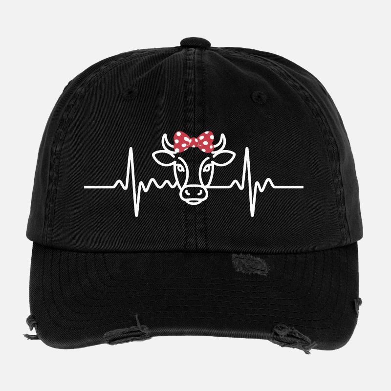 Cow heartbeat - Flexfit Vintage Destroyed Cap - black