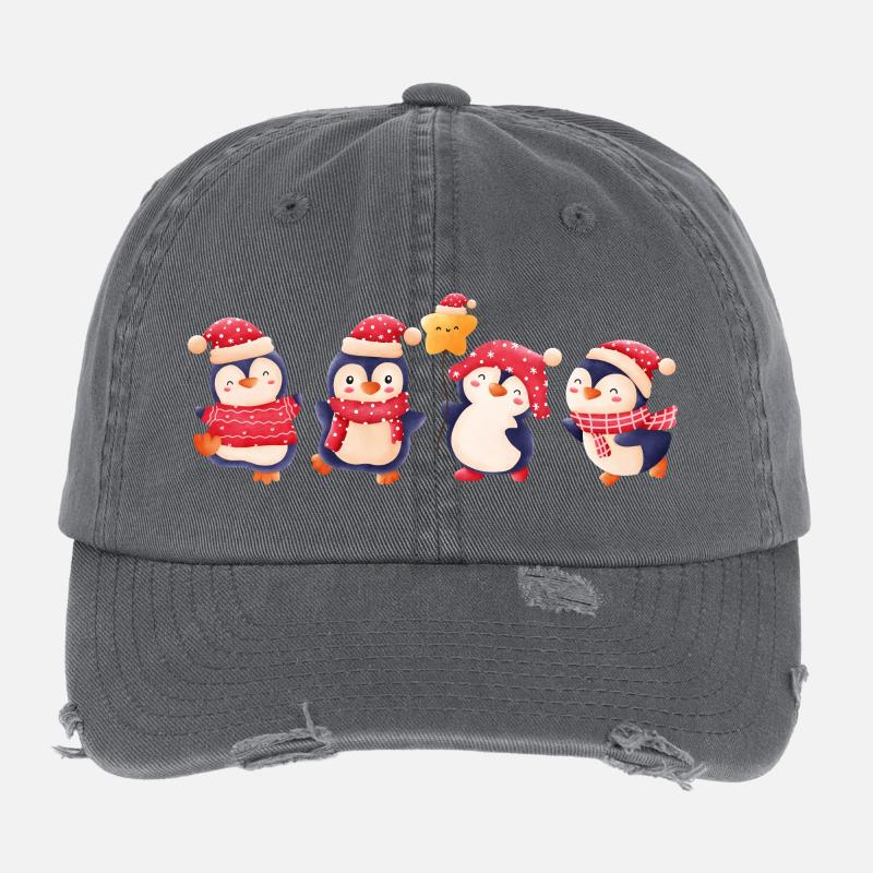 Funny pinguin Christmas Flexfit Vintage Destroyed Cap