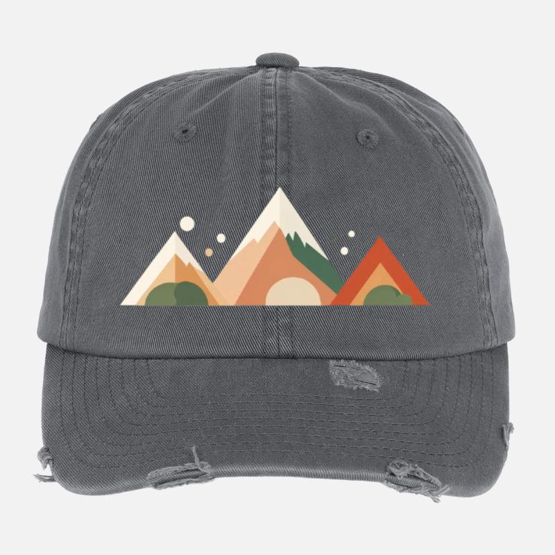 Pics alpins au coucher du soleil Casquette vintage effet usé Flexfit