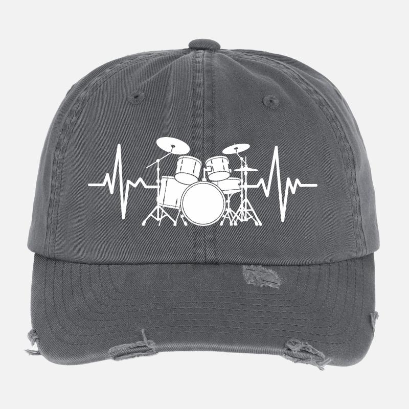 Herzschlag Drumset Muster Flexfit Vintage Destroyed Cap