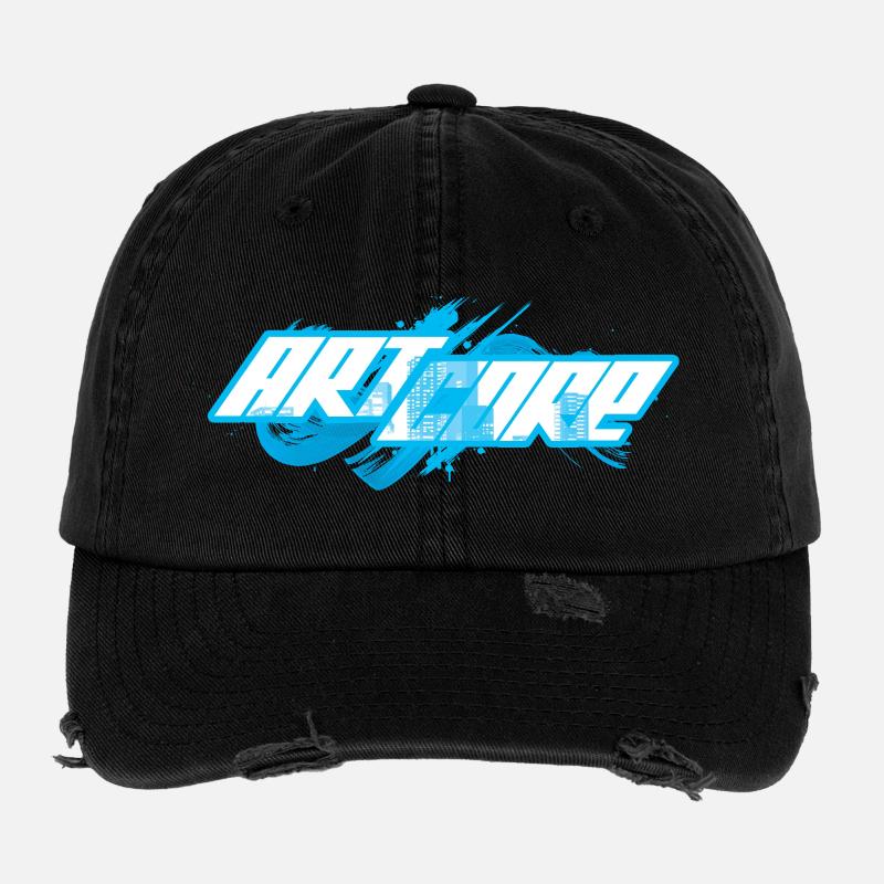 ArtCore Graffiti Blue Splash Wortspiel Hardcore Flexfit Vintage Destroyed Cap