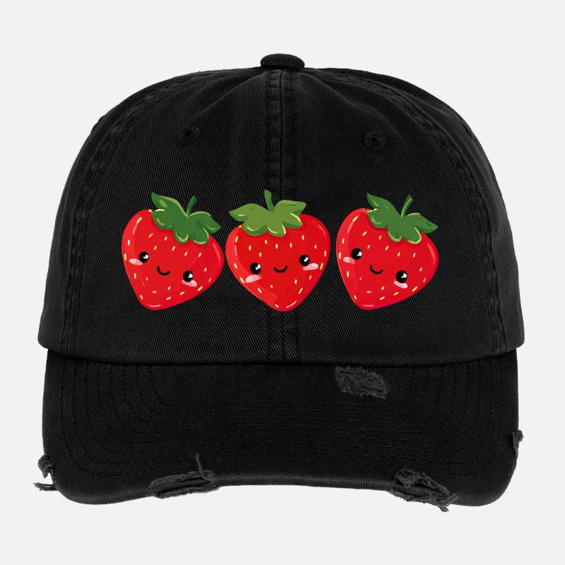 Erdbeeren Süße Gesichter Flexfit Vintage Destroyed Cap