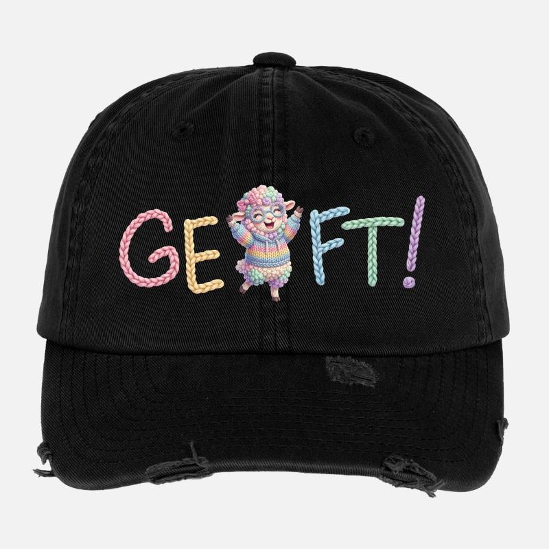 Done! Happy Sheep Joy Graduation 2026 Flexfit Vintage Destroyed Cap