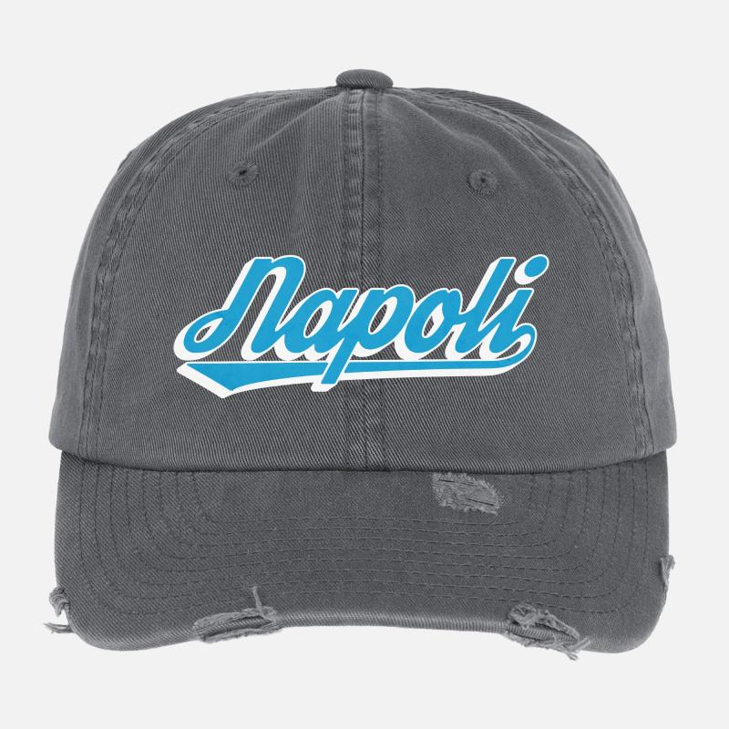 Napoli Rétro Script Blue Casquette vintage effet usé Flexfit