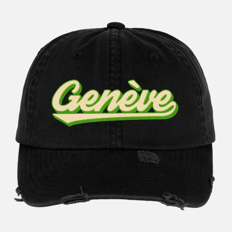 Genève Retro Script Limette Flexfit Vintage Destroyed Cap