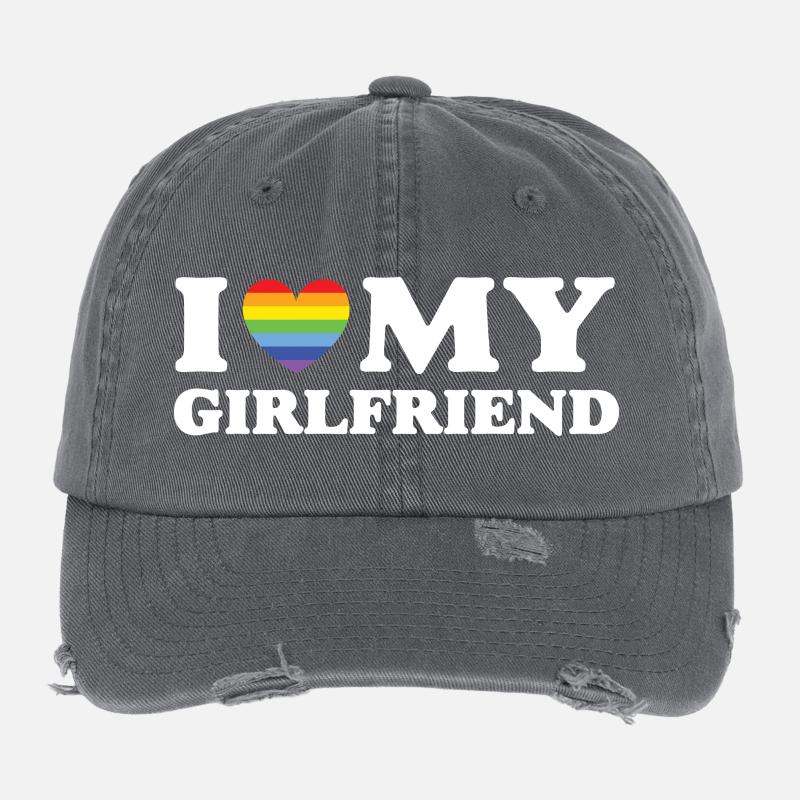 I Love My Girlfriend - LGBTQ Flexfit Vintage Destroyed Cap
