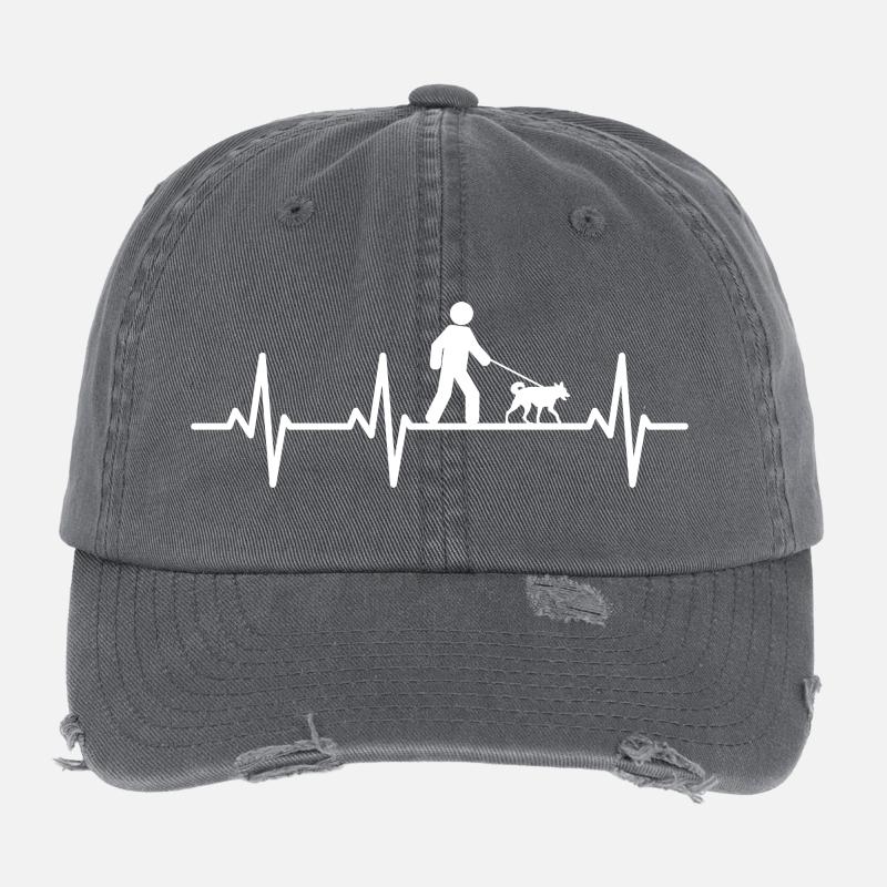 Hundebesitzer Herzlinie Flexfit Vintage Destroyed Cap