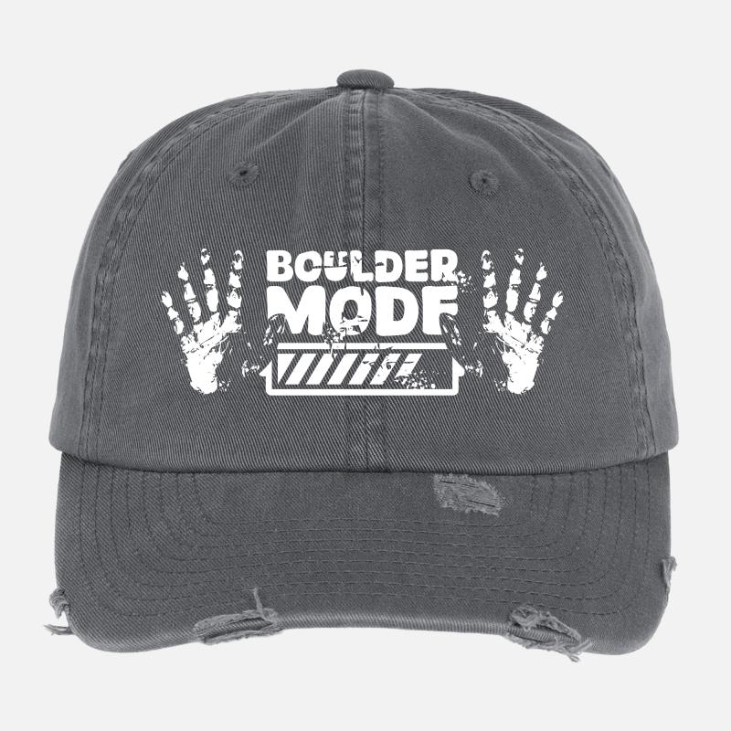 Boulder Chalk loading Hand Kletterer Symbol Logo Flexfit Vintage Destroyed Cap