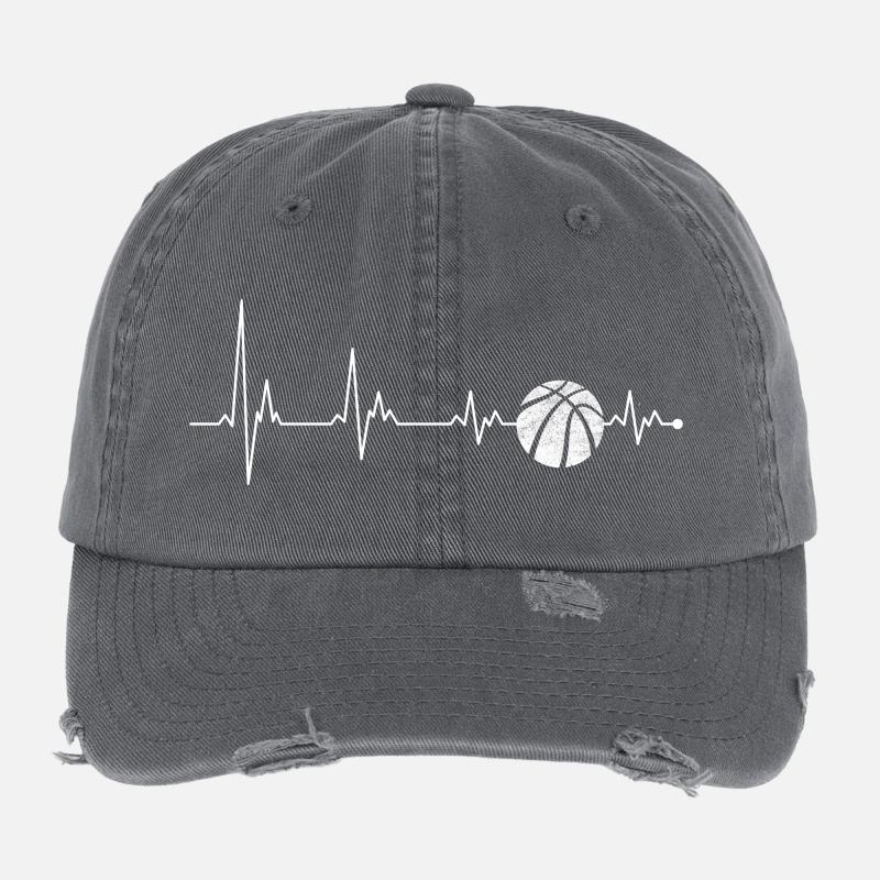 Heartbeat Pulse avec le basket-ball Casquette vintage effet usé Flexfit