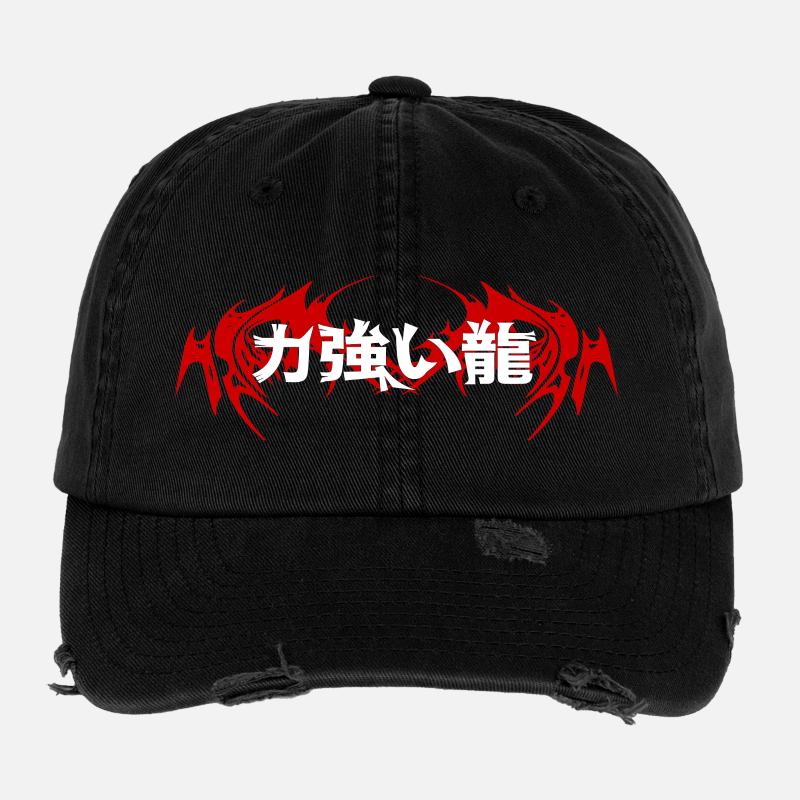Drachen-Emblem Japanisch Flexfit Vintage Destroyed Cap