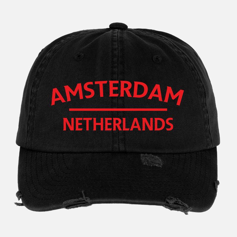 Amsterdam – Netherlands Textdesign Flexfit Vintage Destroyed Cap