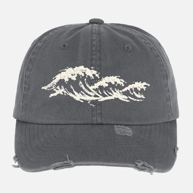 Ocean Waves - Minimalist Graphics Flexfit Vintage Destroyed Cap