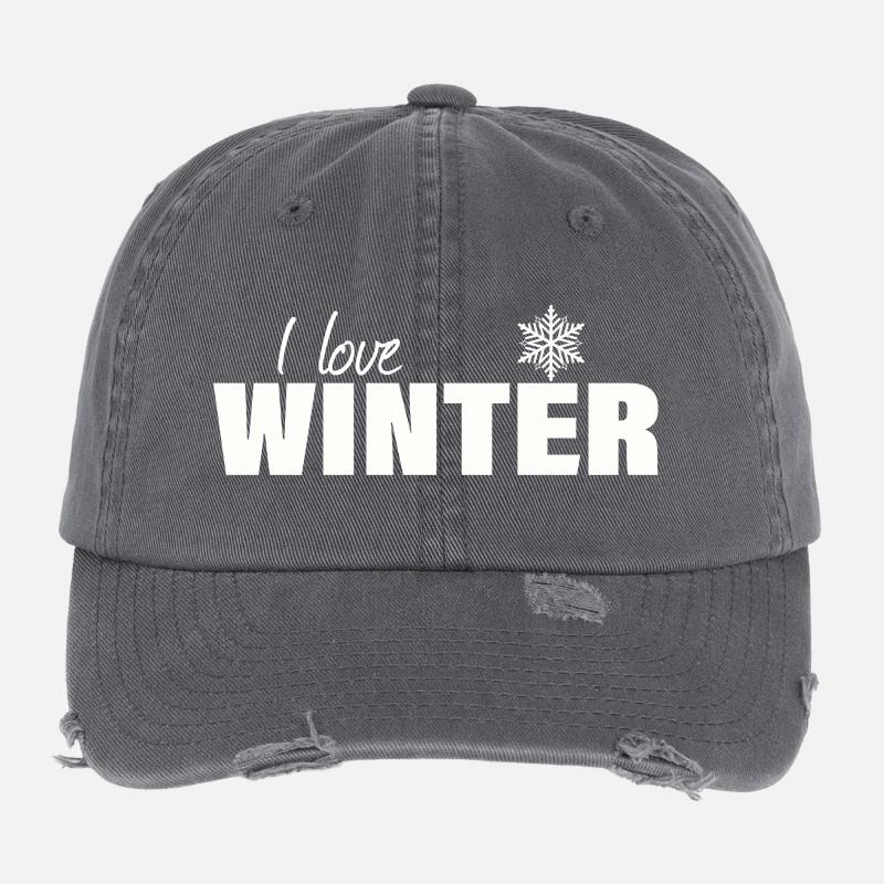 I LOVE WINTER Flexfit Vintage Destroyed Cap
