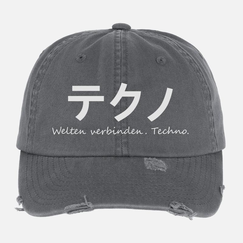 Techno - Welten verbinden. Techno | Kanji Flexfit Vintage Destroyed Cap