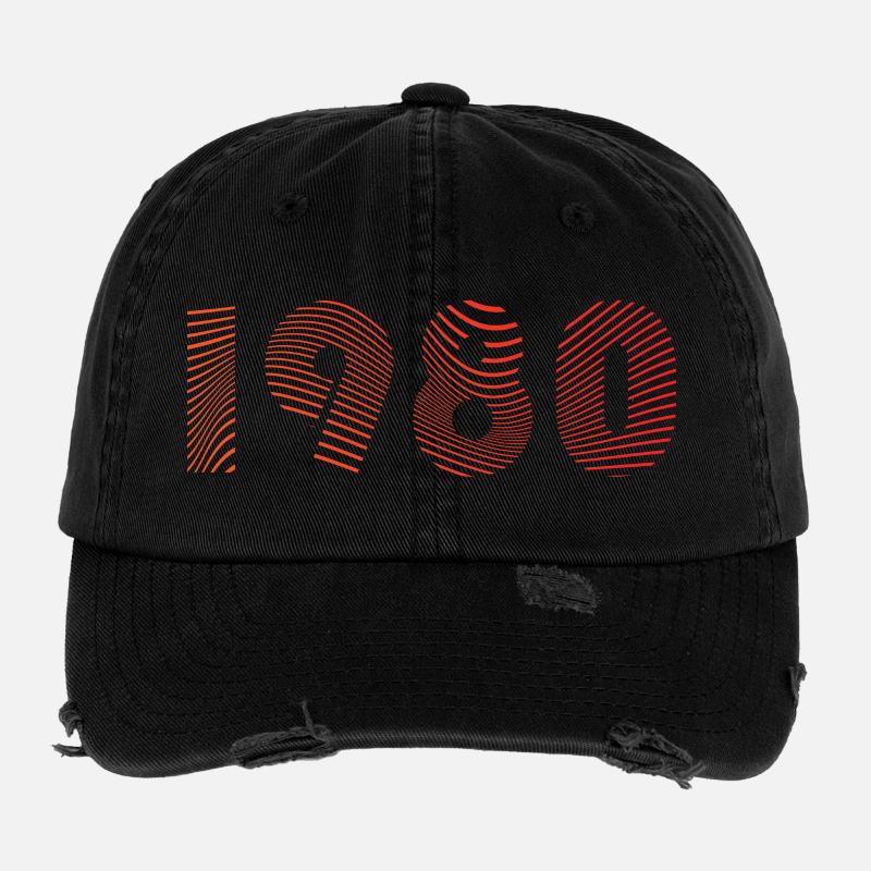 Retro 1980 Stripes Typografie Flexfit Vintage Destroyed Cap