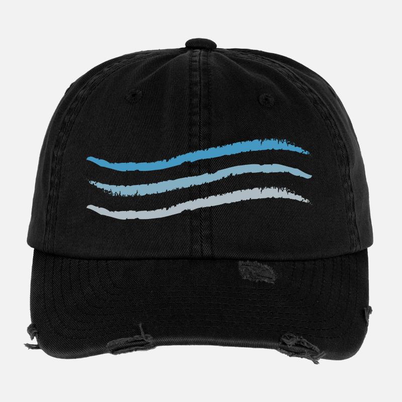 3 dirty lines blue to grey wave Flexfit Vintage Destroyed Cap