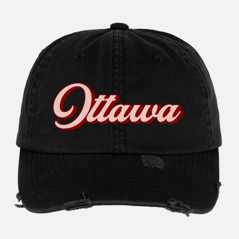 Ottawa Retro Script Flexfit Vintage Destroyed Cap