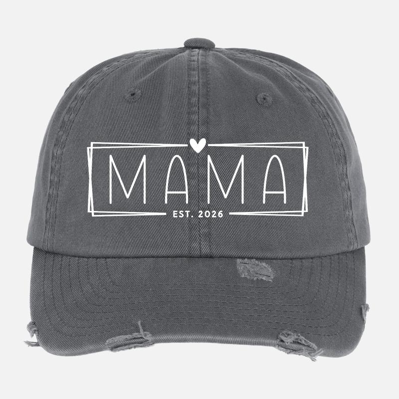 Mama Est. 2026 Flexfit Vintage Destroyed Cap
