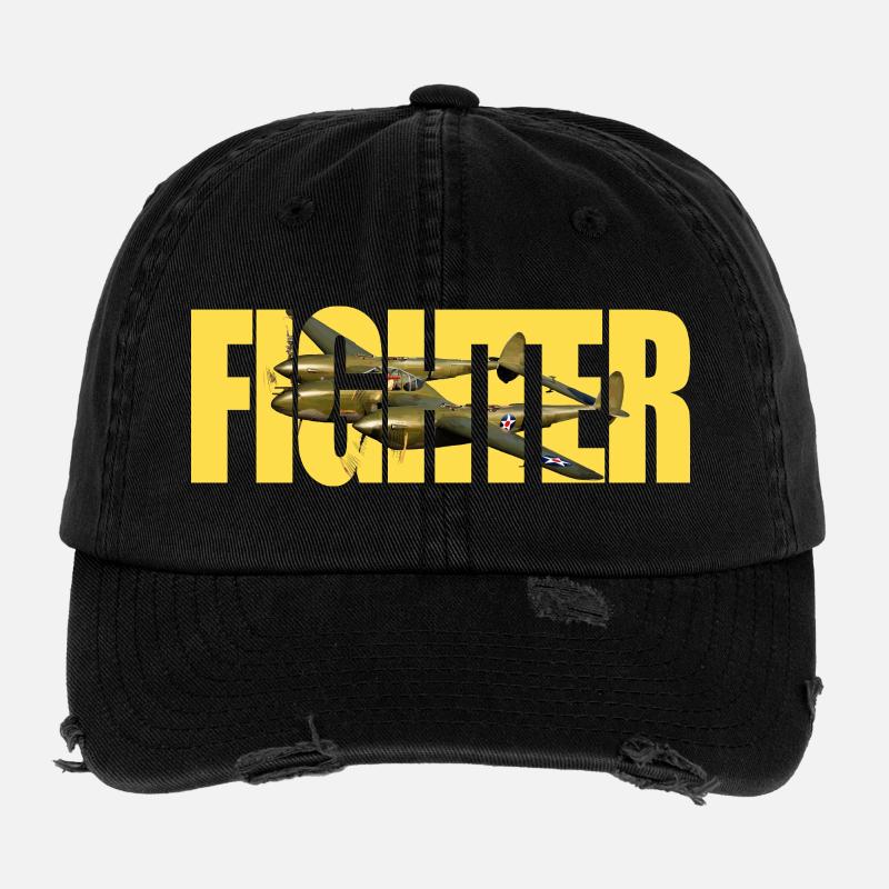 Fighter P-38 Lightning Flexfit Vintage Destroyed Cap
