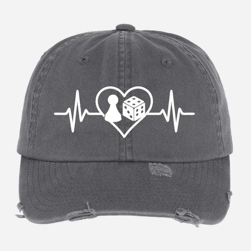 Motif de Cœurs et Dames de Jeu Élégant Casquette vintage effet usé Flexfit