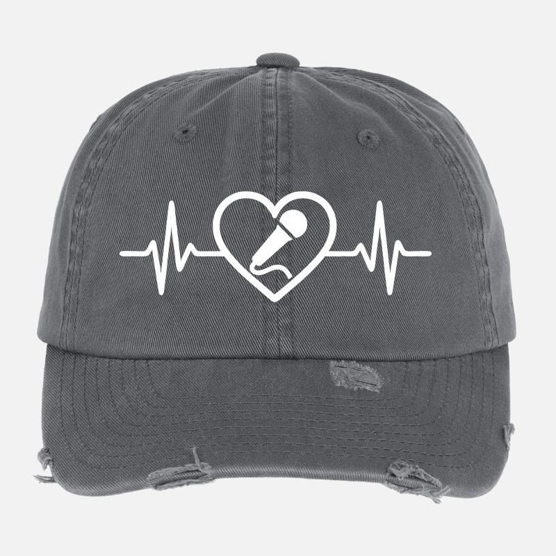 Karaoke Herz Mikrofon Singen Flexfit Vintage Destroyed Cap
