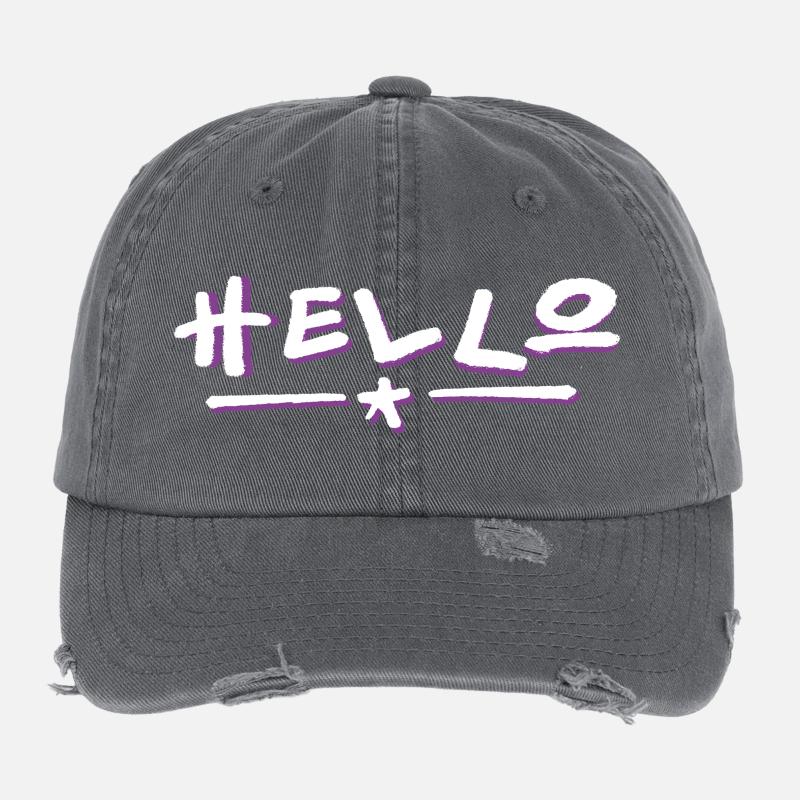 Lettrage Hello avec dégradé de couleurs Casquette vintage effet usé Flexfit
