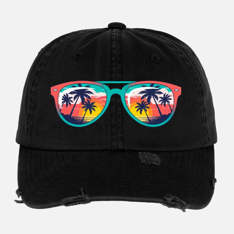 Sunset Palms Sunglasses  Flexfit Vintage Destroyed Cap