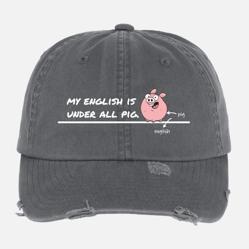 Mon anglais est sous tout cochon – Denglisch Spruch Casquette vintage effet usé Flexfit