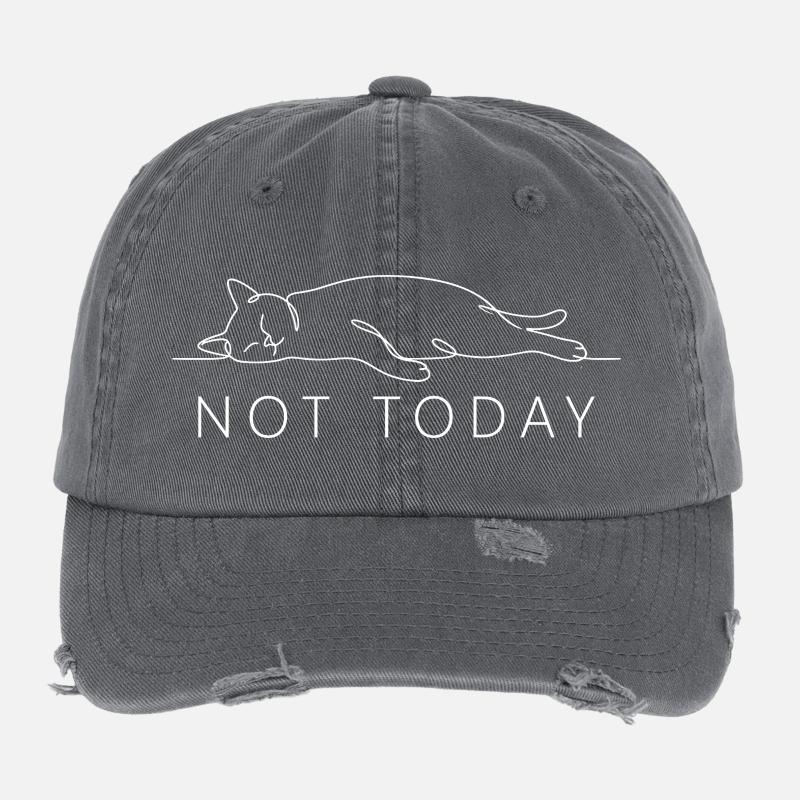 Cat Saying Not Today Office Cat Home Office Cat Flexfit Vintage Destroyed Cap