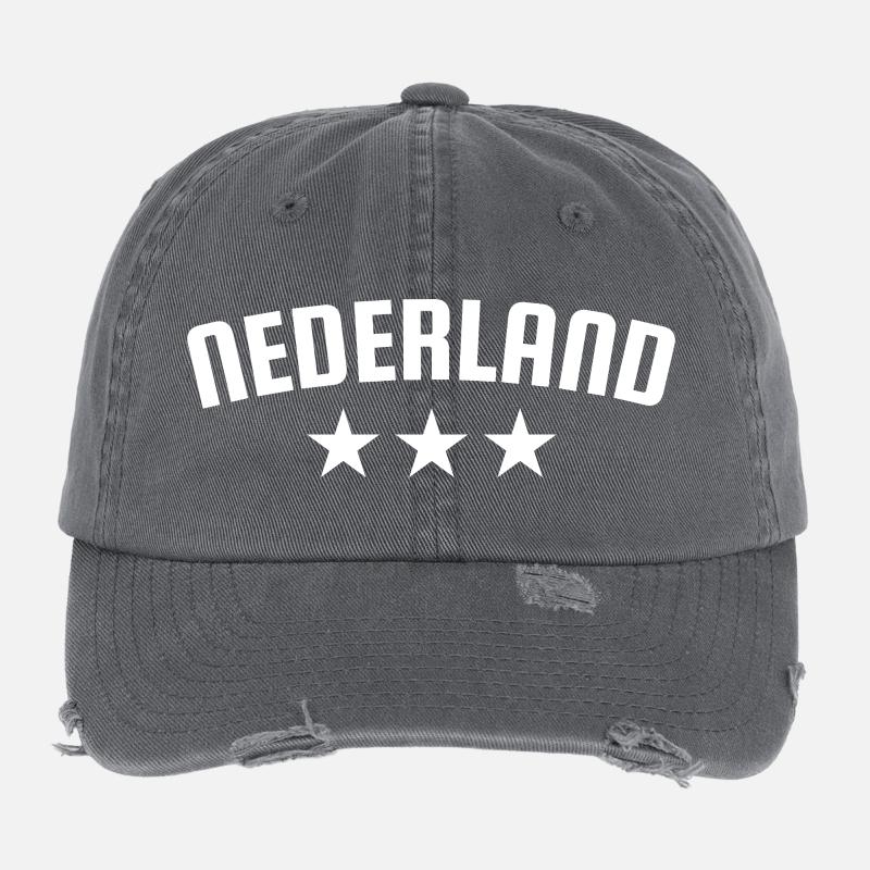 Niederlande 3 Sterne Design Weiss Flexfit Vintage Destroyed Cap