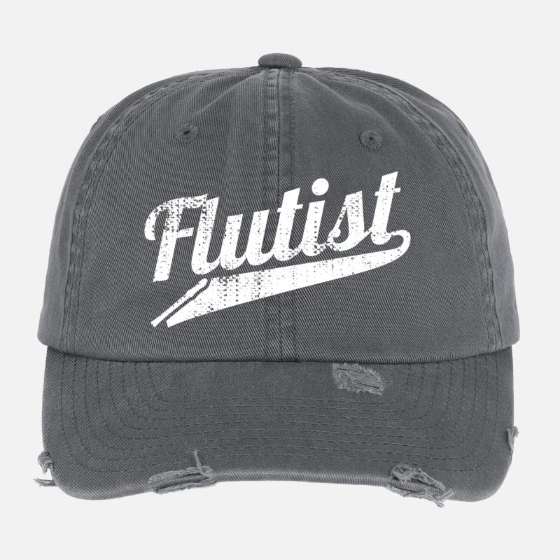 Funny Flutist Flexfit Vintage Destroyed Cap