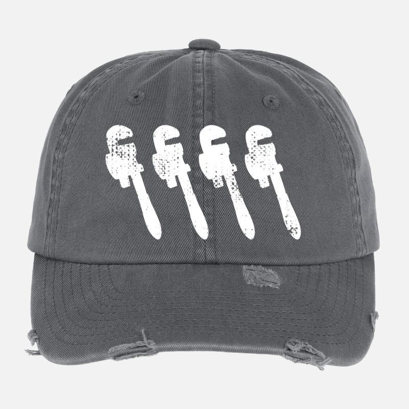 Pipe Wrench Sketch Flexfit Vintage Destroyed Cap